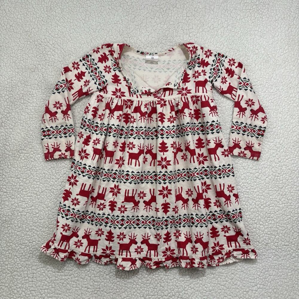 Hanna Andersson Fair Isle Christmas Dress Dear Deer Girls Size 6 (120 cm) Ruffle